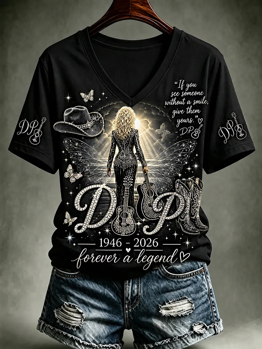 Dolly Parton Forever A Legend V-Neck Shirt 1946 2026 RIP Dolly Parton Merch Music Fan Gifts
