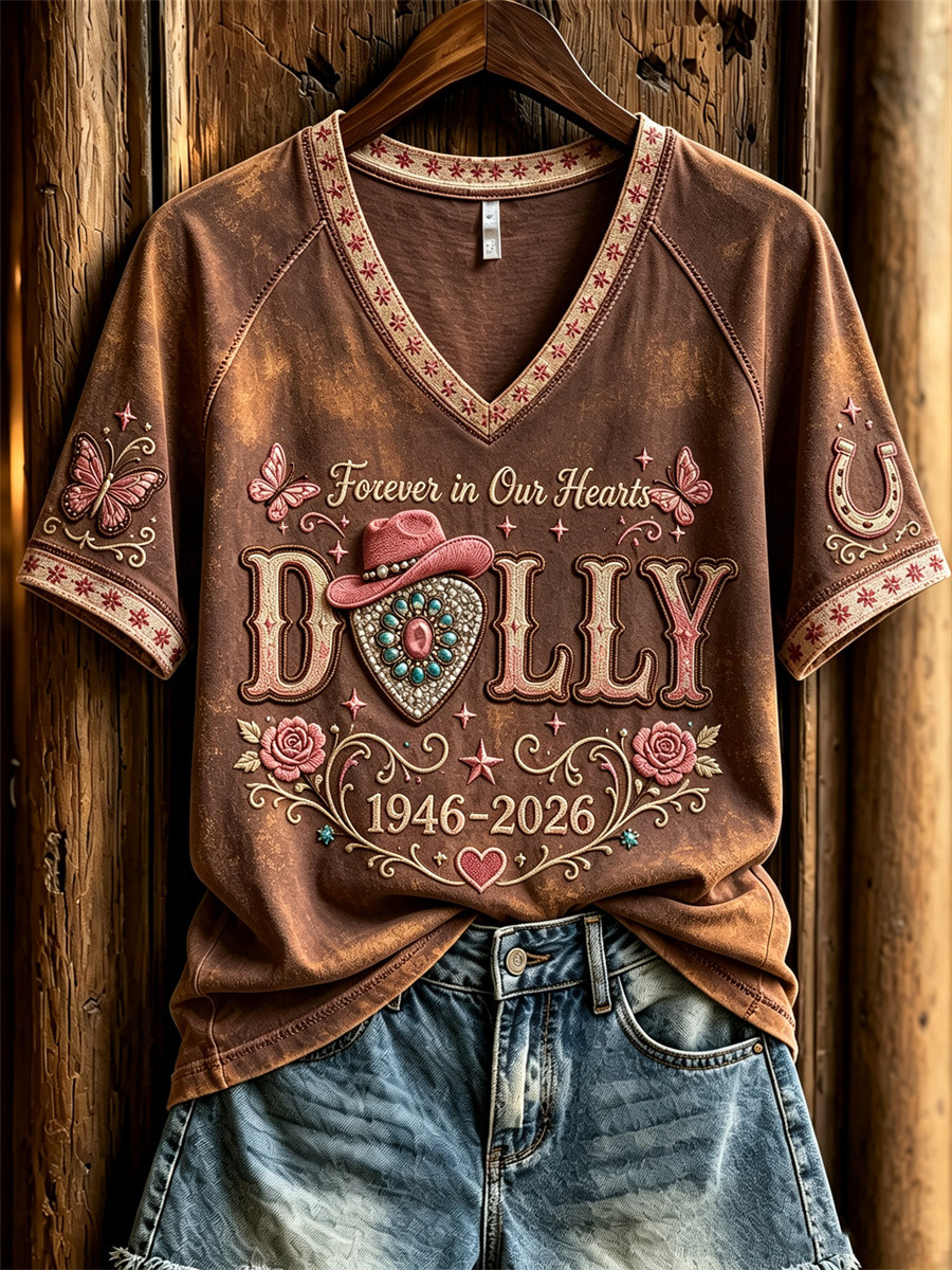 Dolly Parton Forever In Our Heart 1946 2026 V-Neck Shirt Rest In Peace Dolly Parton Merch Womens