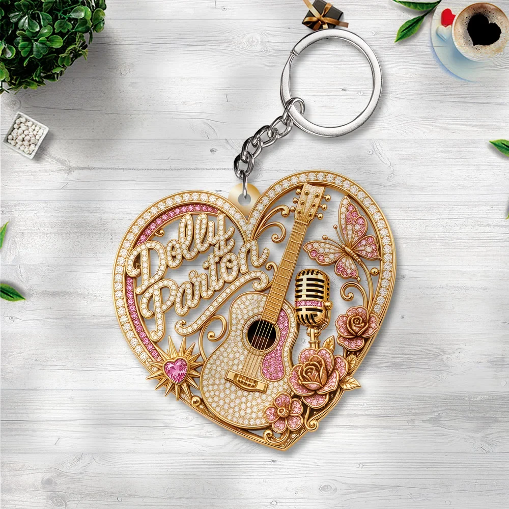 Dolly Parton Heart Keychain RIP Dolly Parton Memorial Merch Gift For Music Lovers