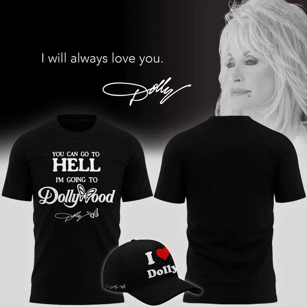 Dolly Parton I Will Always Love You I Heart Dolly Graphic T-Shirt Black RIP Dolly Parton Shirt