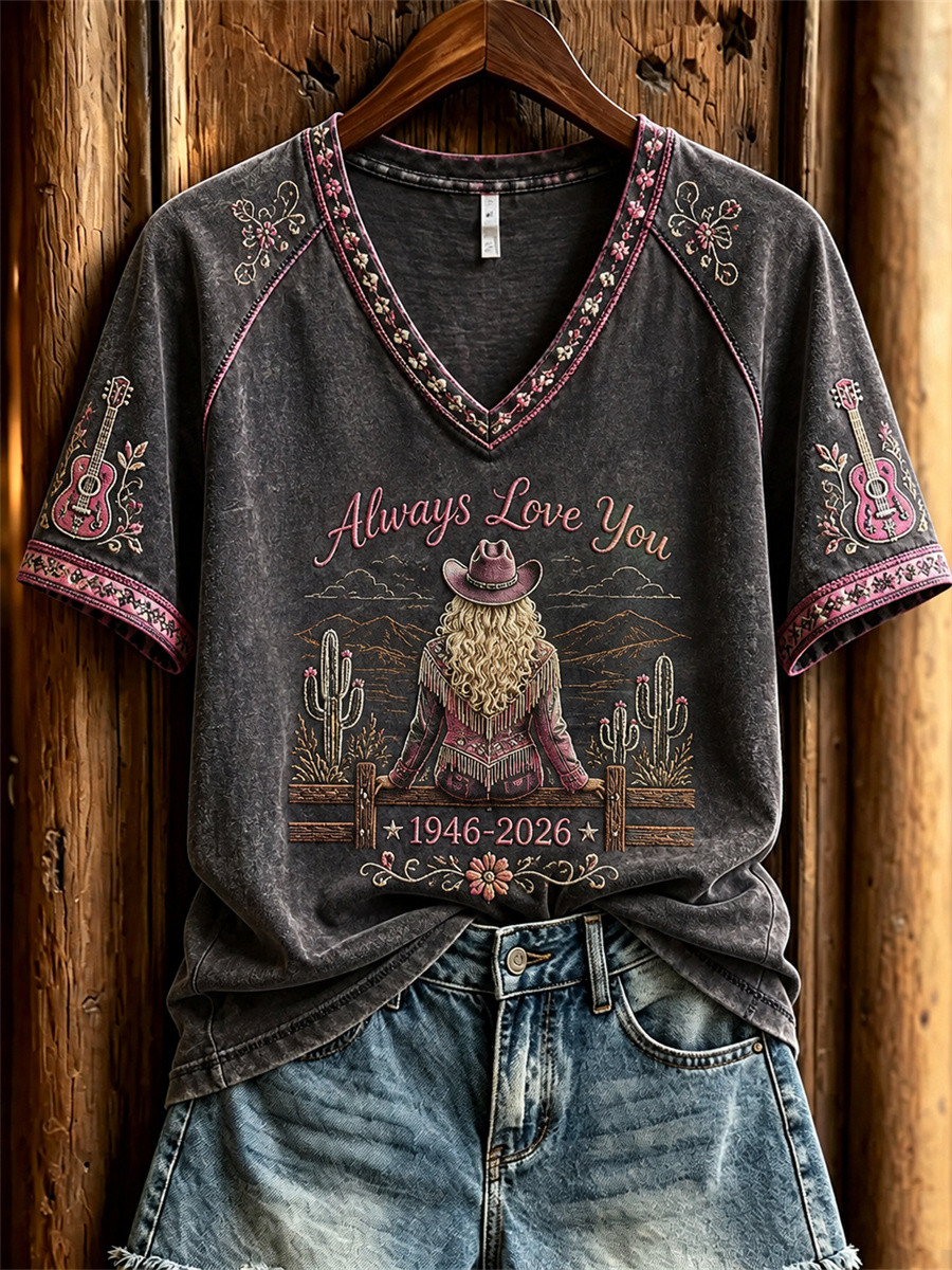 Dolly Parton Memorial Merch Always Love You 1946 2026 V-Neck Shirt RIP Merch Gift For Her