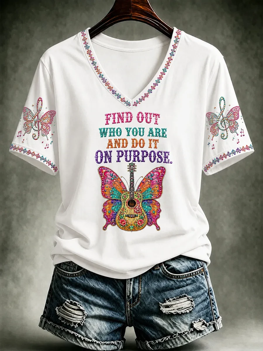 Dolly Parton Memorial Merch Find Out Who You Are And Do It On Purpose Butterfly V-Neck Shirt