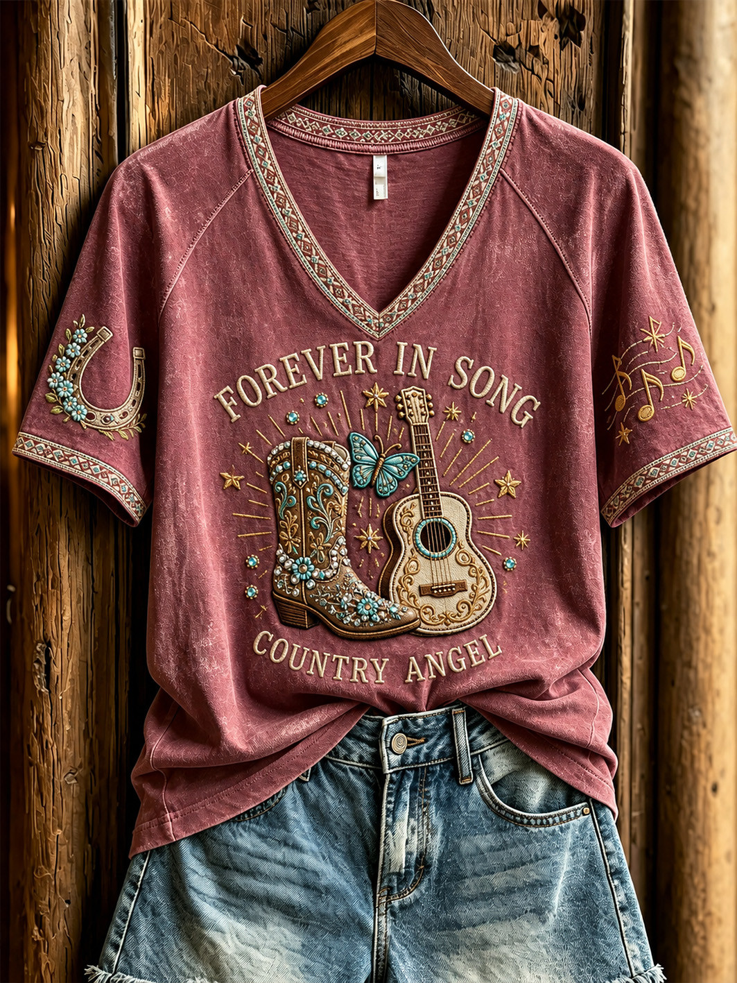 Dolly Parton Memorial Merch Forever In Song Country Angel V-Neck Shirt Tribute Gift Ideas