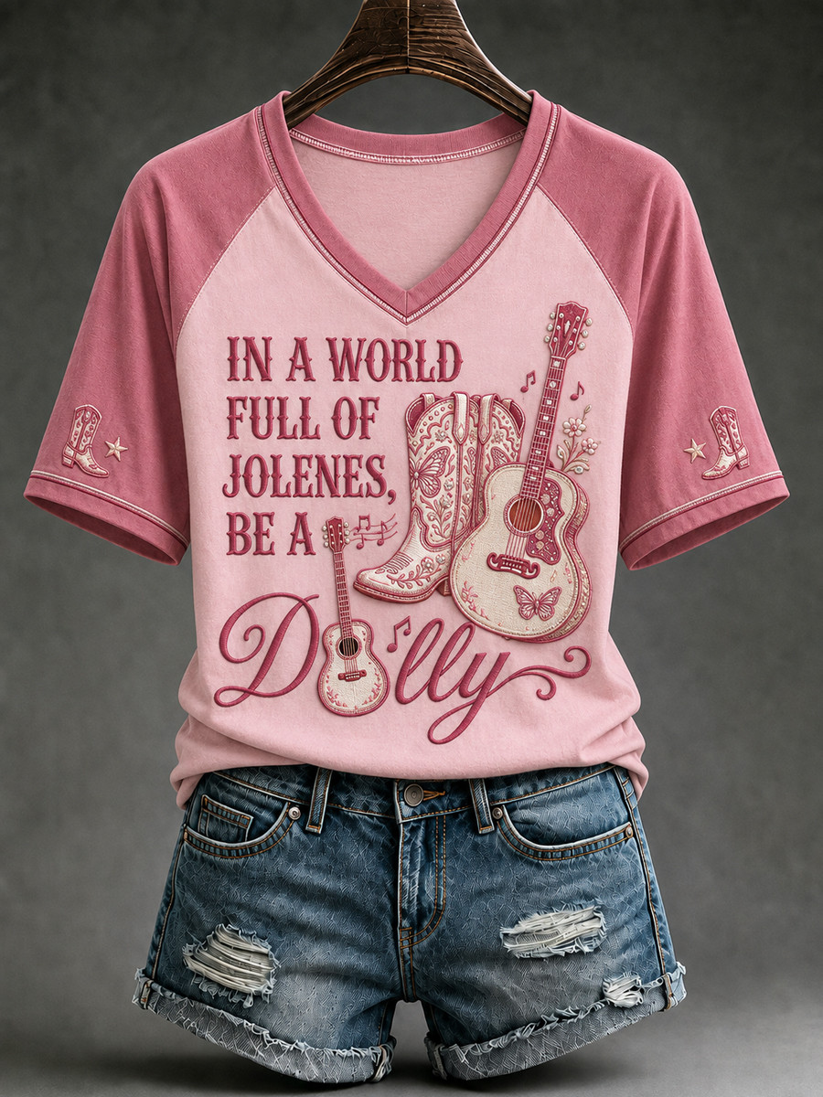 Dolly Parton Memorial Merch In A World Full Of Jolenes Be A Dolly V-Neck Shirt Tribute Gifts