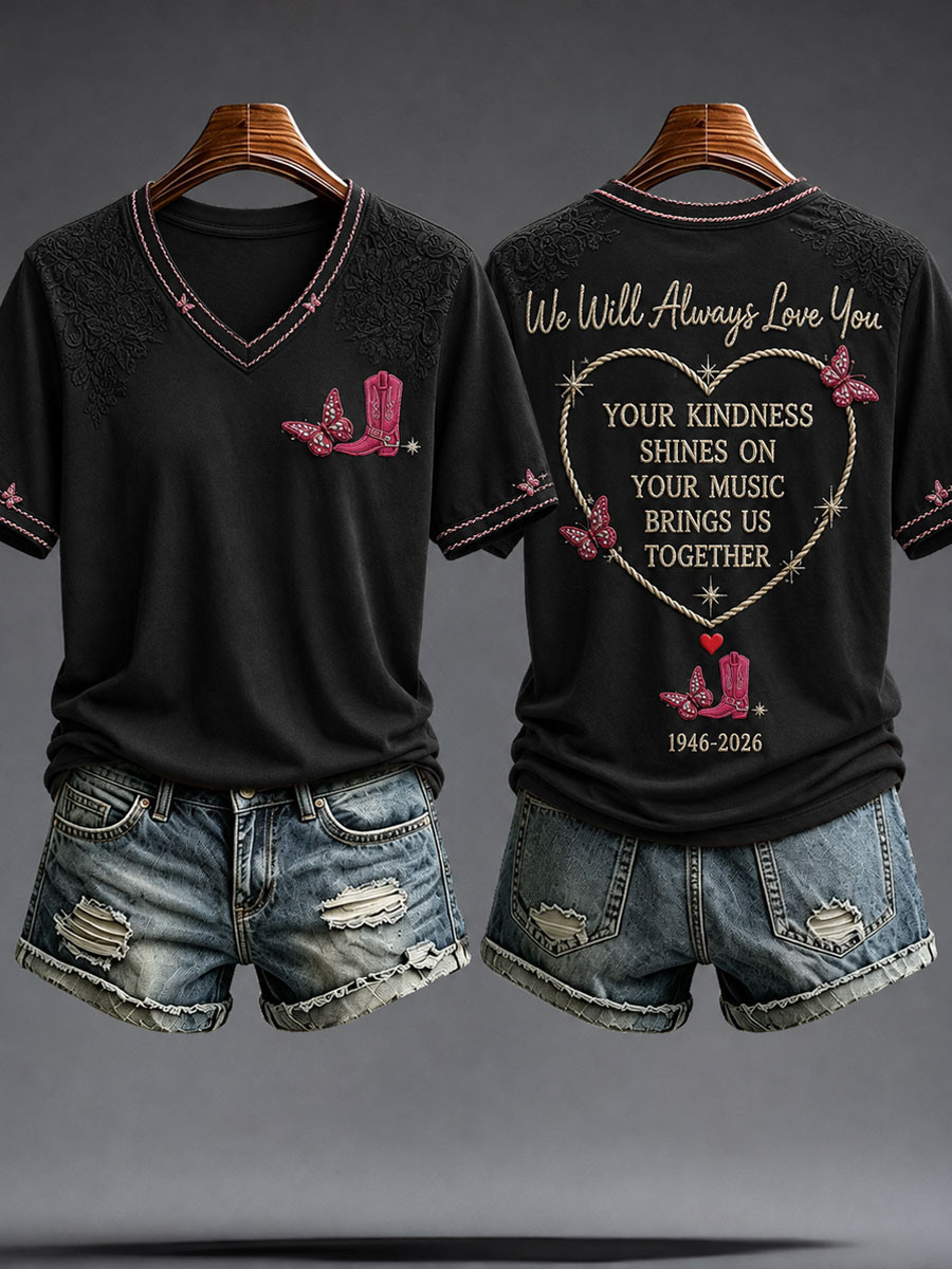 Dolly Parton Merch 1946 2026 We Will Always Love You V-Neck Shirt RIP Dolly Clothing Women's