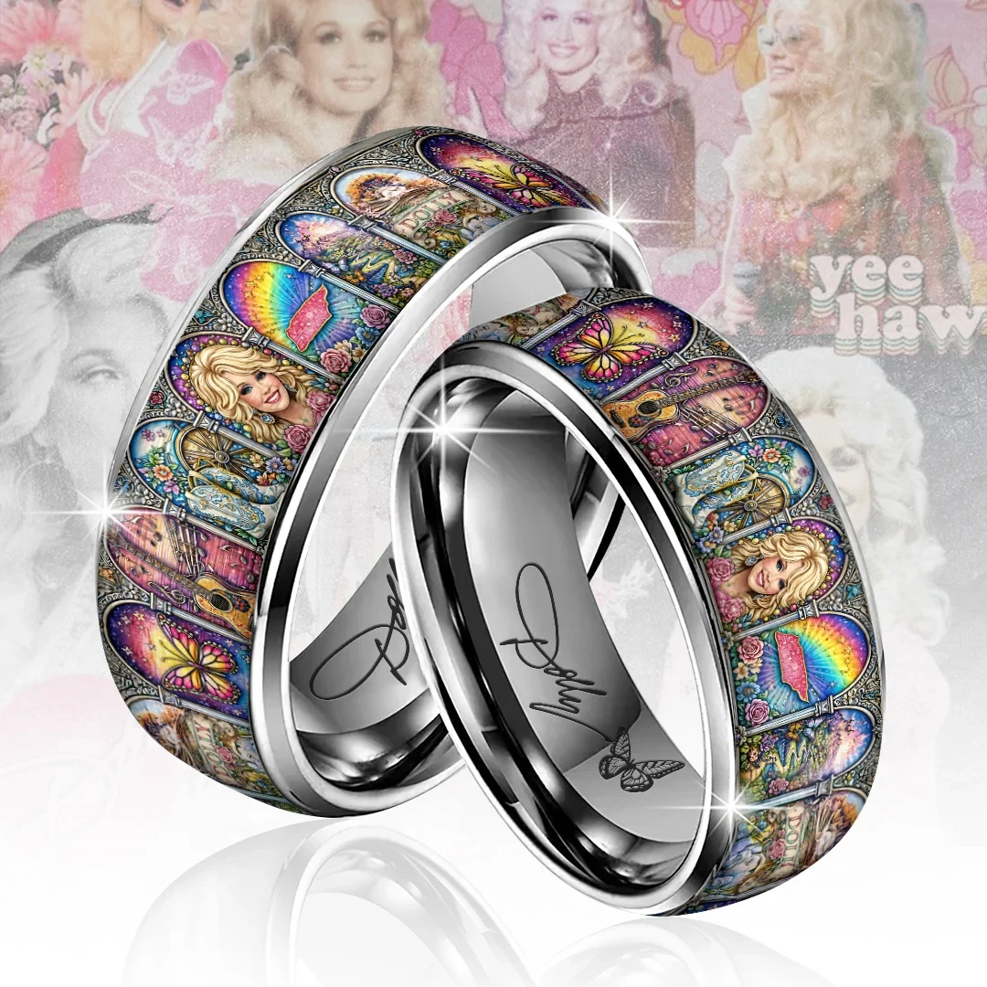 Dolly Parton Merch Country Music Legend Stained Glass Ring Dolly Parton Memorial Gifts