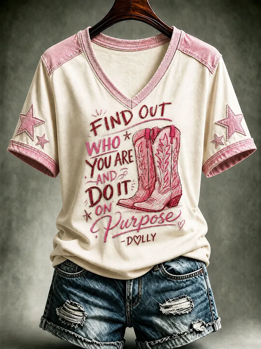 Dolly Parton Merch Find Out Who You Are And Do It On Purpose V-Neck Shirt Dolly Memorial Gifts