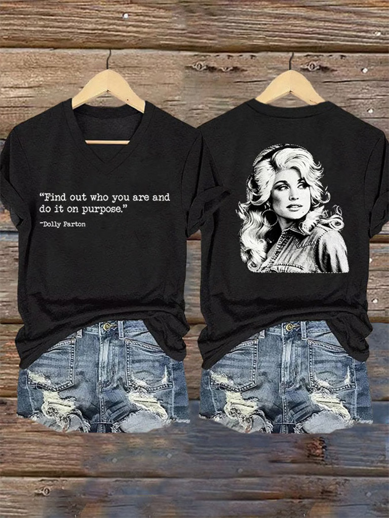 Dolly Parton Merch Find Out Who You Are And Do It On Purpose V-Neck Shirt Memorial Gifts