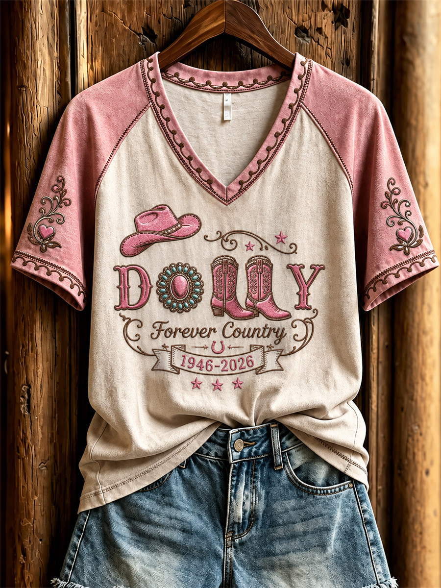 Dolly Parton Merch Forever Country 1946 2026 V-Neck Shirt RIP Dolly Parton Merch Fan Gifts Dolly Parton Merch Forever Country 1946 2026 V-Neck Shirt RIP Dolly Parton Merch Fan Gifts