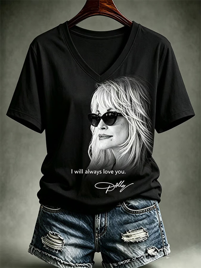 Dolly Parton Merch I Will Always Love You V-Neck Shirt RIP Dolly Parton Memorial Shirt For Fan