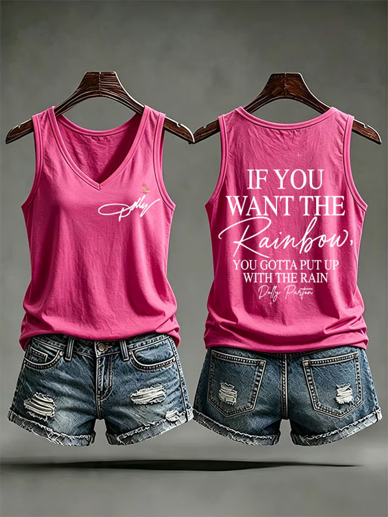 Dolly Parton Merch If You Want The Rainbow You Gotta Put Up With The Rain Tank Top Women's