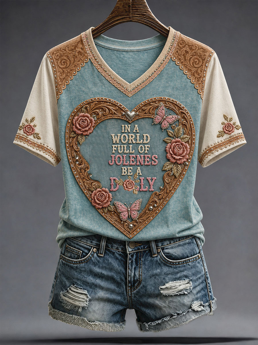 Dolly Parton Merch In A World Full Of Jolenes Be A Dolly V-Neck Shirt Memorial Gift For Women Dolly Parton Merch In A World Full Of Jolenes Be A Dolly V-Neck Shirt Memorial Gift For Women