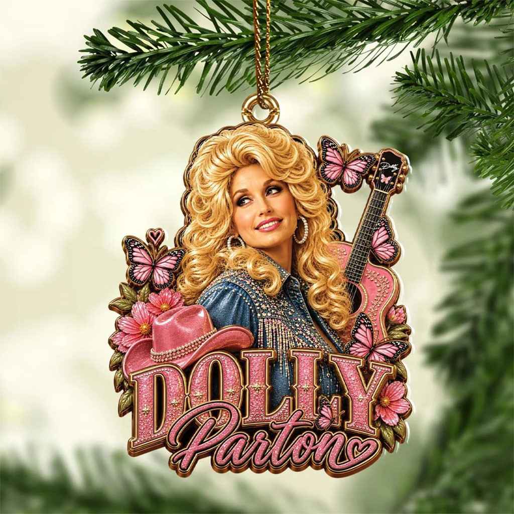 Dolly Parton Merch Pink Country Music Christmas Ornament Holiday Decor Gift For Dolly Parton Fan
