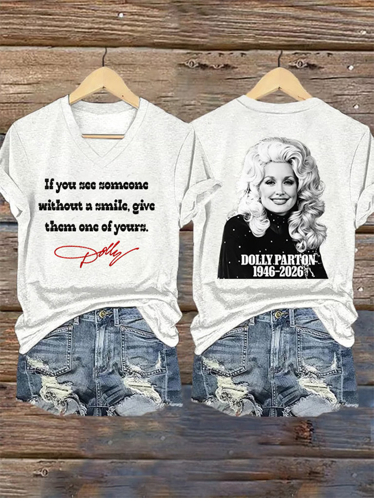 Dolly Parton Merch RIP Dolly Parton 1946 2026 V-Neck Shirt Gift For Country Music Fans