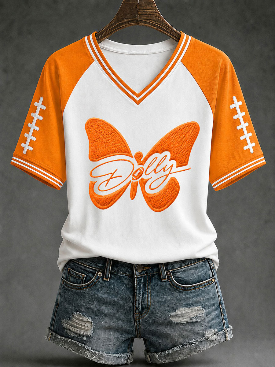 Dolly Parton Merch Tennessee Football 2026 Butterfly V-Neck Shirt Dolly Parton Memorial Gifts