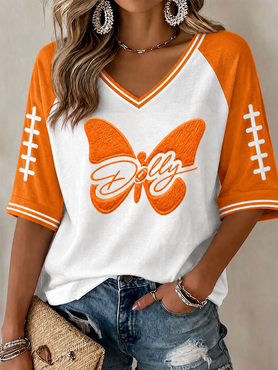 Dolly Parton Merch Tennessee Football 2026 Game Day Crop Sleeve V-Neck Shirt Gift For Her Dolly Parton Merch Tennessee Football 2026 Game Day Crop Sleeve V-Neck Shirt Gift For Her