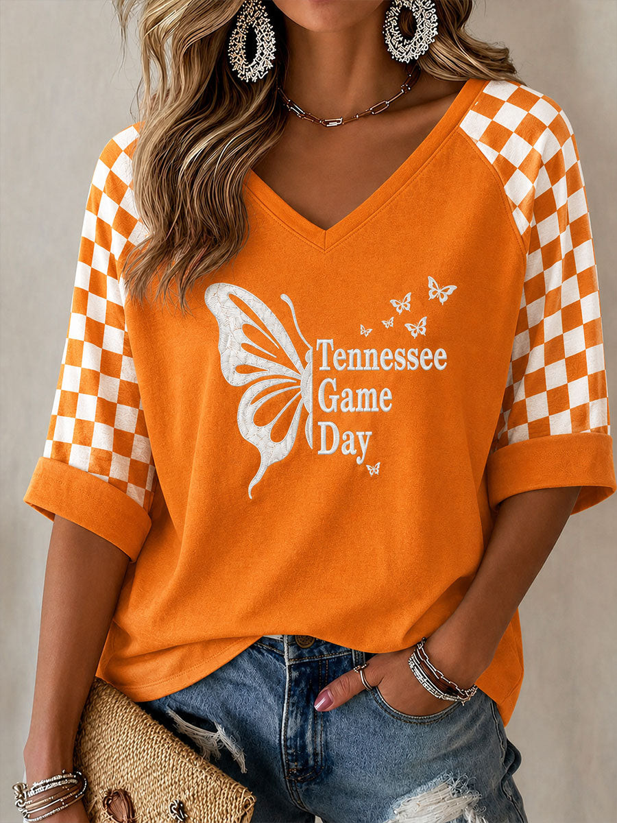 Dolly Parton Merch Tennessee Football Game Day Long Sleeve V-Neck Shirt Present For Women