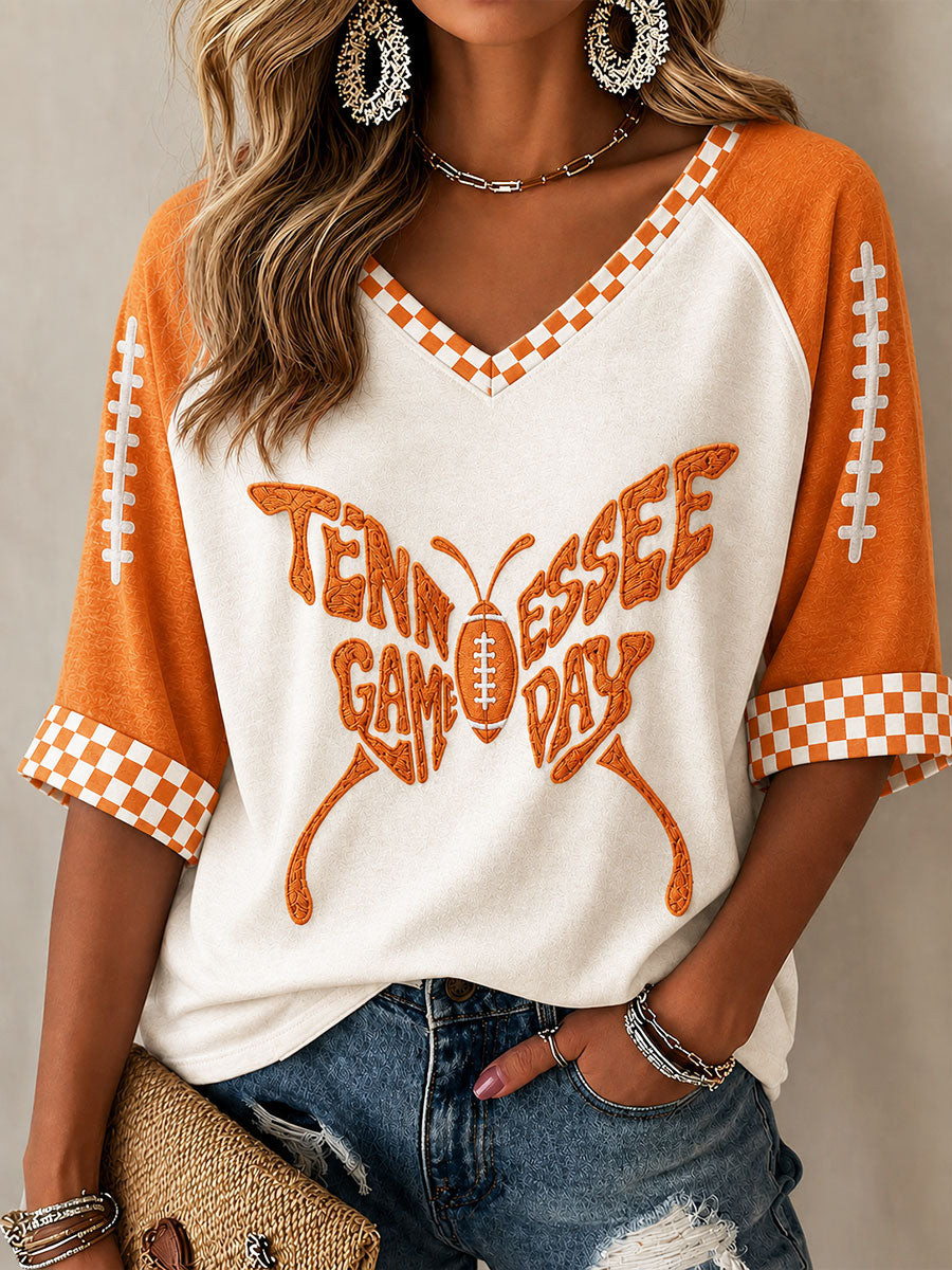 Dolly Parton Merch Tennessee Football Game Day Long Sleeve V-Neck Shirt RIP Gift For Fans