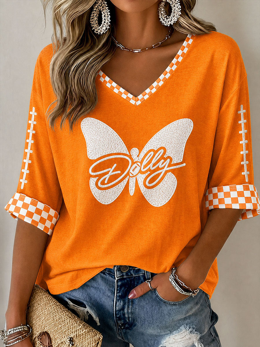 Dolly Parton Merch Tennessee Football Long Sleeve V-Neck Shirt 2026 Gift For Game Day For Her