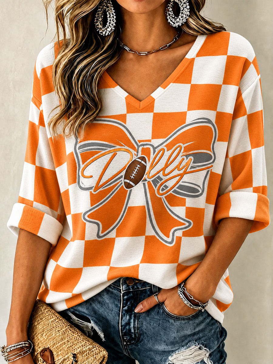Dolly Parton Merch Tennessee Football Long Sleeve V-Neck Shirt Game Day Gift For Fans Dolly Parton Merch Tennessee Football Long Sleeve V-Neck Shirt Game Day Gift For Fans