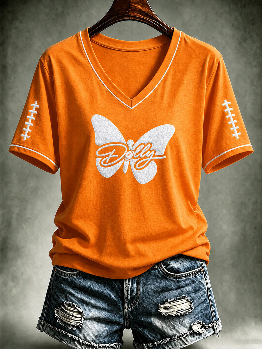 Dolly Parton Merch Tennessee Football V-Neck Shirt Vols Game Day Apparel Gift For Dolly Fans