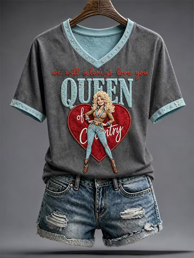 Dolly Parton Merch We Will Always Love You Queen Of Country V-Neck Shirt Memorial Gifts