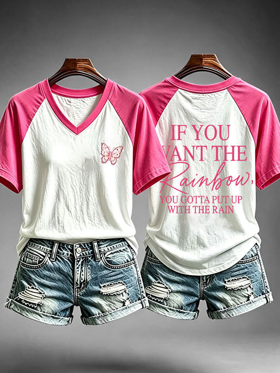 Dolly Parton Merch You Gotta Put Up With The Rain V-Neck Shirt Tribute To Dolly Parton Merch