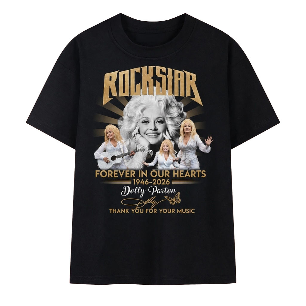 Dolly Parton Rockstar Vintage Gold Collage Graphic T-Shirt Dolly Parton Merch Fans Gifts