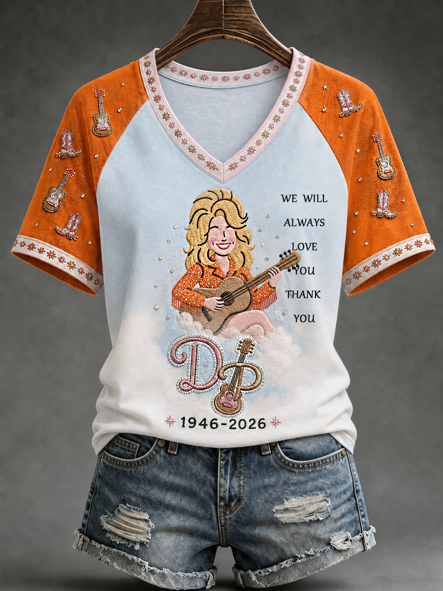 Dolly Parton We Will Always Love You Thank You V-Neck Shirt 1946 2026 RIP Dolly Parton Merch