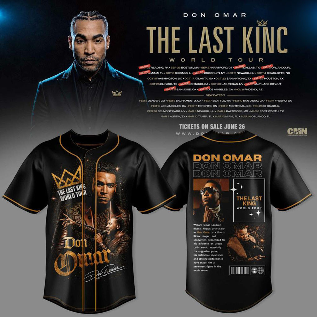 Don Omar The Last King World Tour Baseball Jersey Don Omar Concert Merch 2026 Rap Fan Apparel