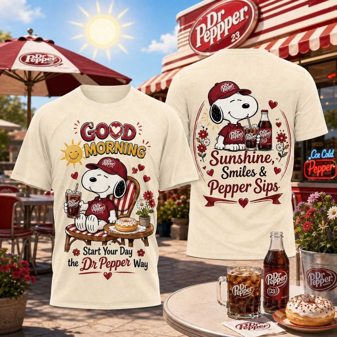 Dr Pepper Snoopy Sunshine Smiles Vintage Cartoon T-Shirt Gifts For Morning Soda Lovers Dr Pepper Snoopy Sunshine Smiles Vintage Cartoon T-Shirt Gifts For Morning Soda Lovers