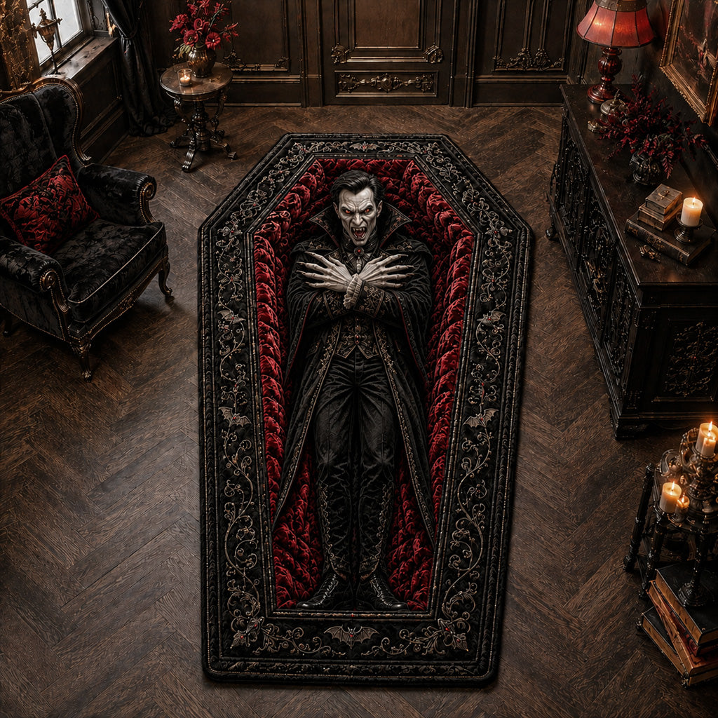 Dracula Coffin Lair Custom Shape Area Rug Decorate Room Halloween Halloween Ideas For Gifts