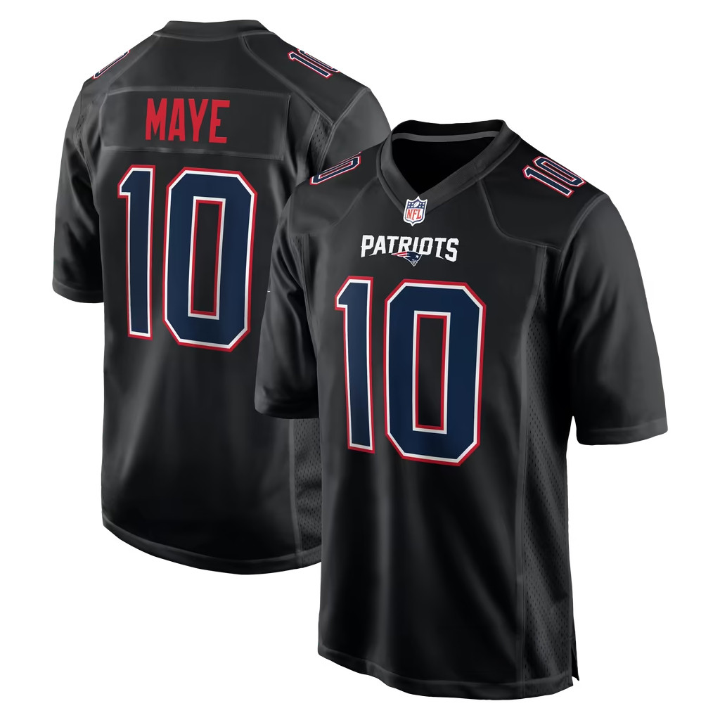 Drake Maye Jersey Shirt New England Patriots Merch #10 NE Patriots Fashion Game Jersey Black