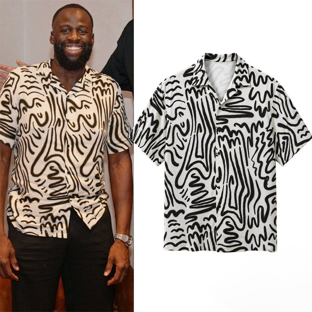 Draymond Green Abstract Line Art Hawaiian Shirt Golden State Warriors Merch Gifts For Fan
