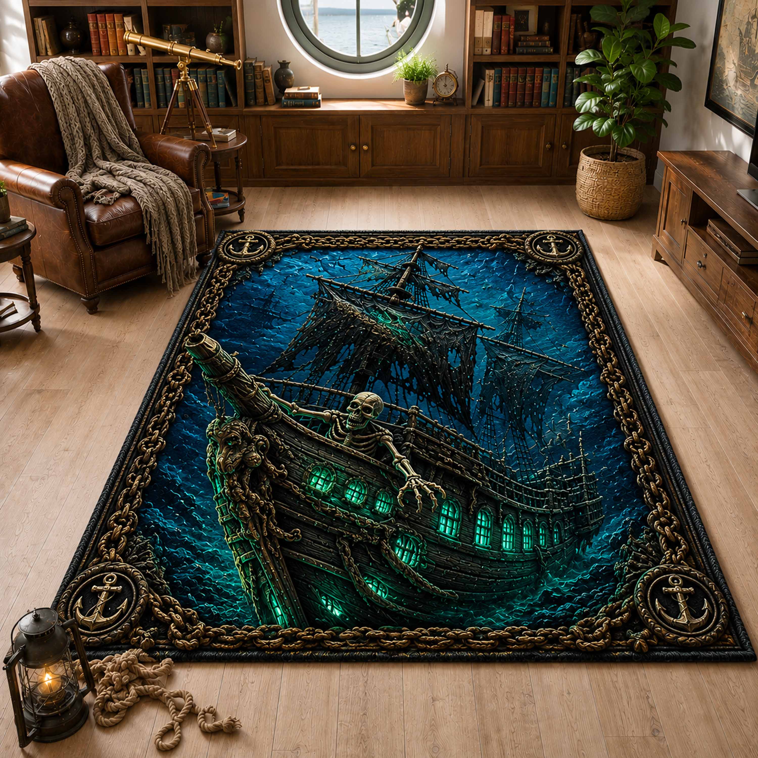 Dread Waters Area Rug Huge Skeleton Decor Halloween Themed Gifts
