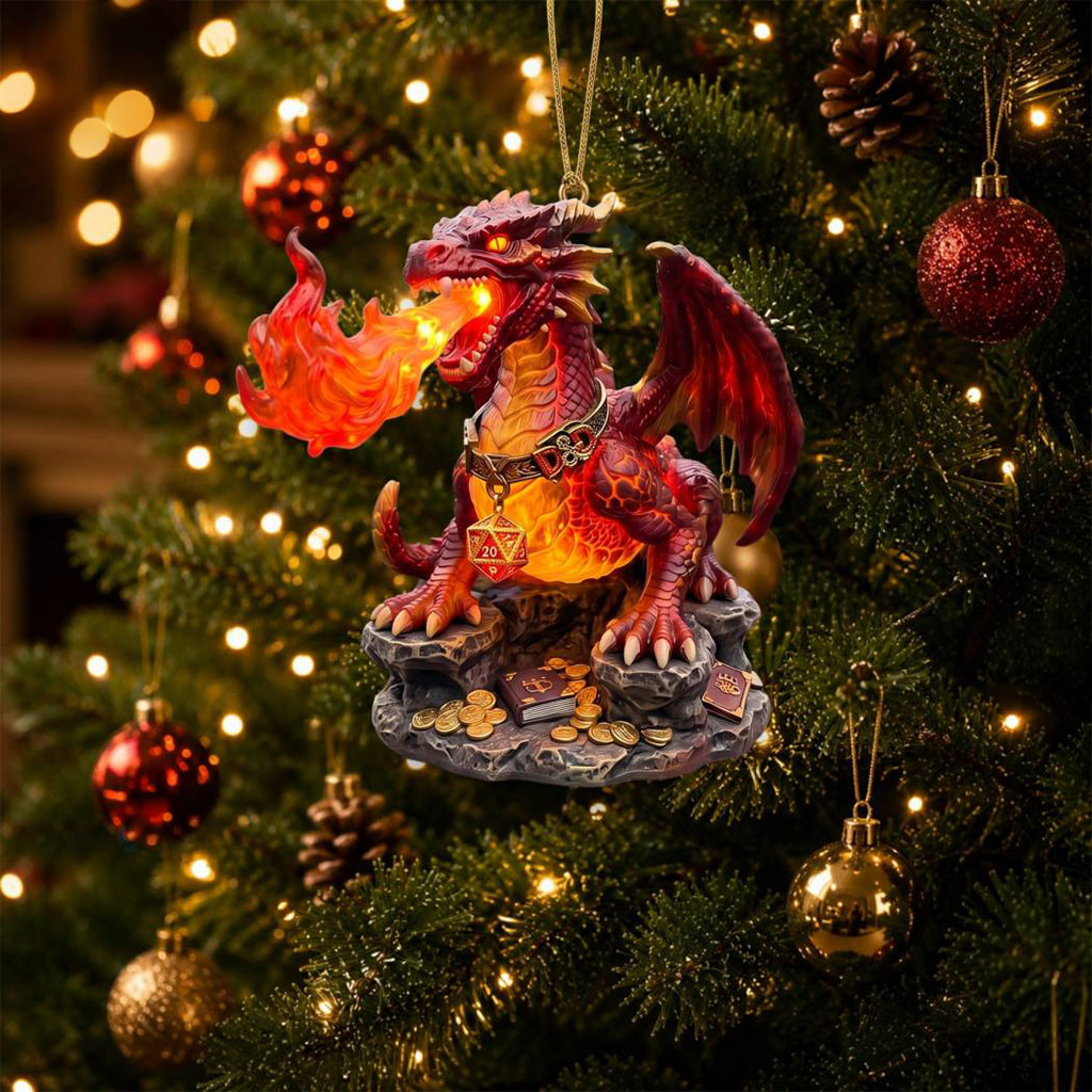 Dungeons And Dragon 50th Anniversary Ornament Fire Breathing Dragon Christmas Tree Decoration