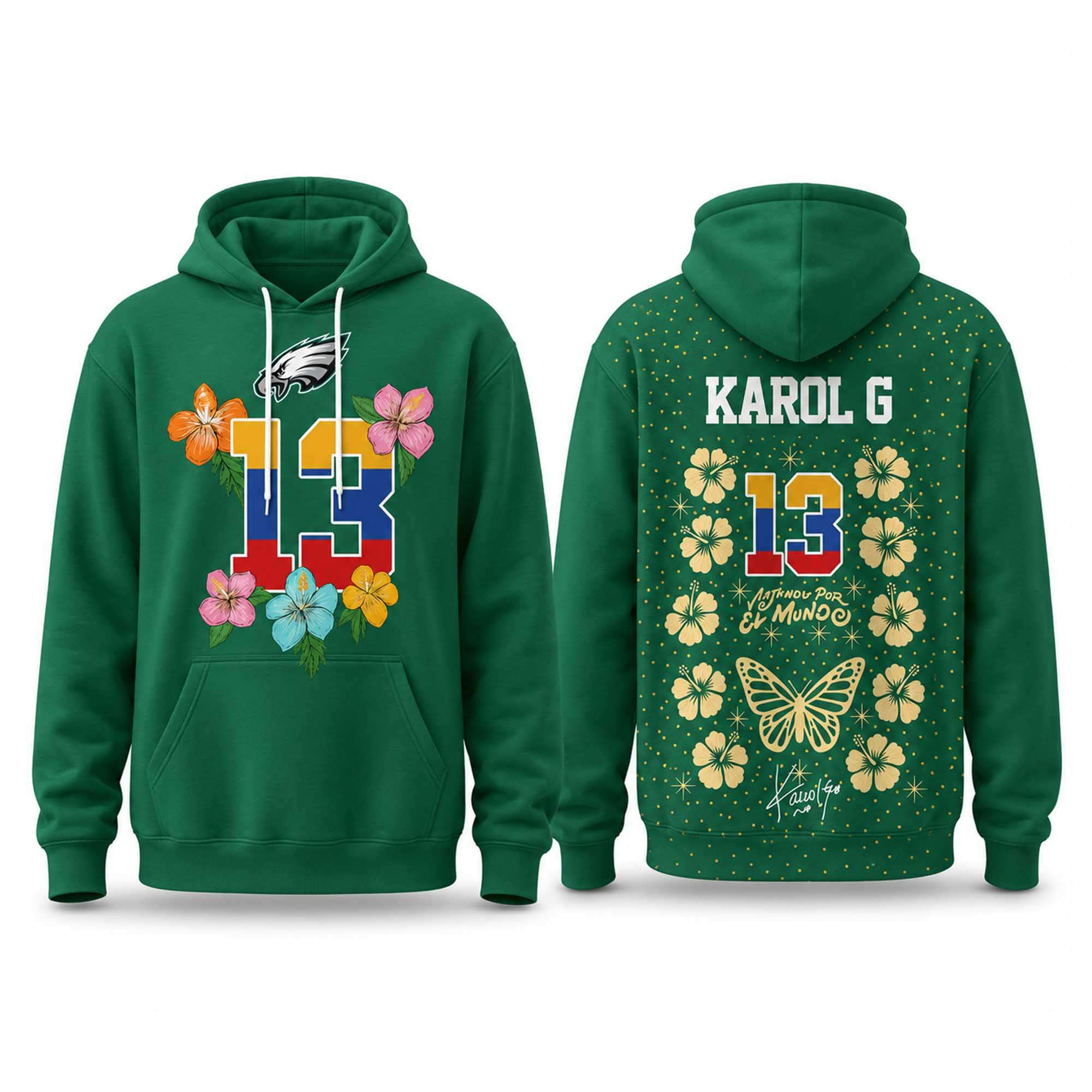 Eagles Karol G Viajando Por El Mundo Tropitour 2027 Hoodie Philadelphia Eagles Merch Fan Gifts