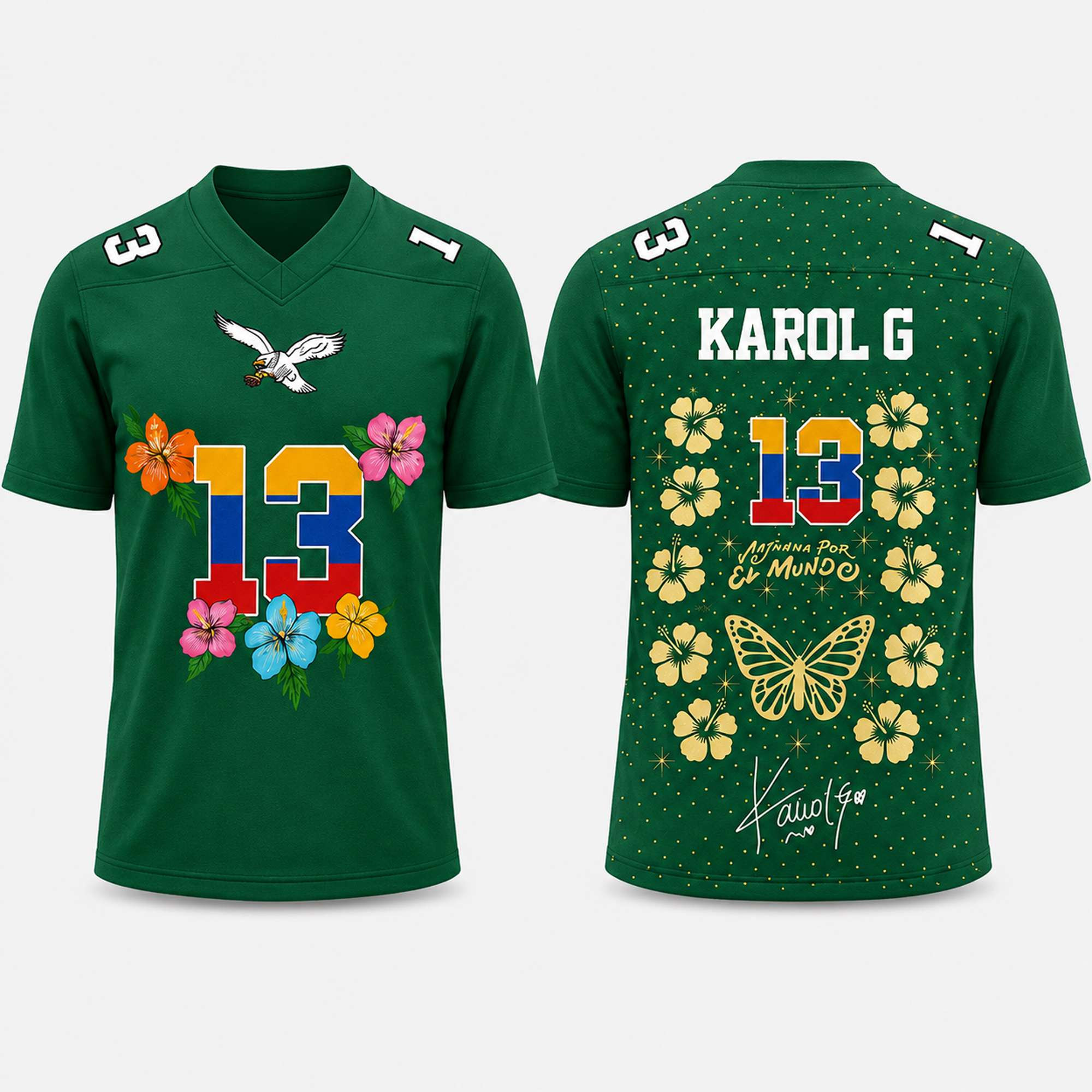 Eagles Karol G Viajando Por El Mundo Tropitour 2027 Jersey Philadelphia Eagles Merch Fan Gifts