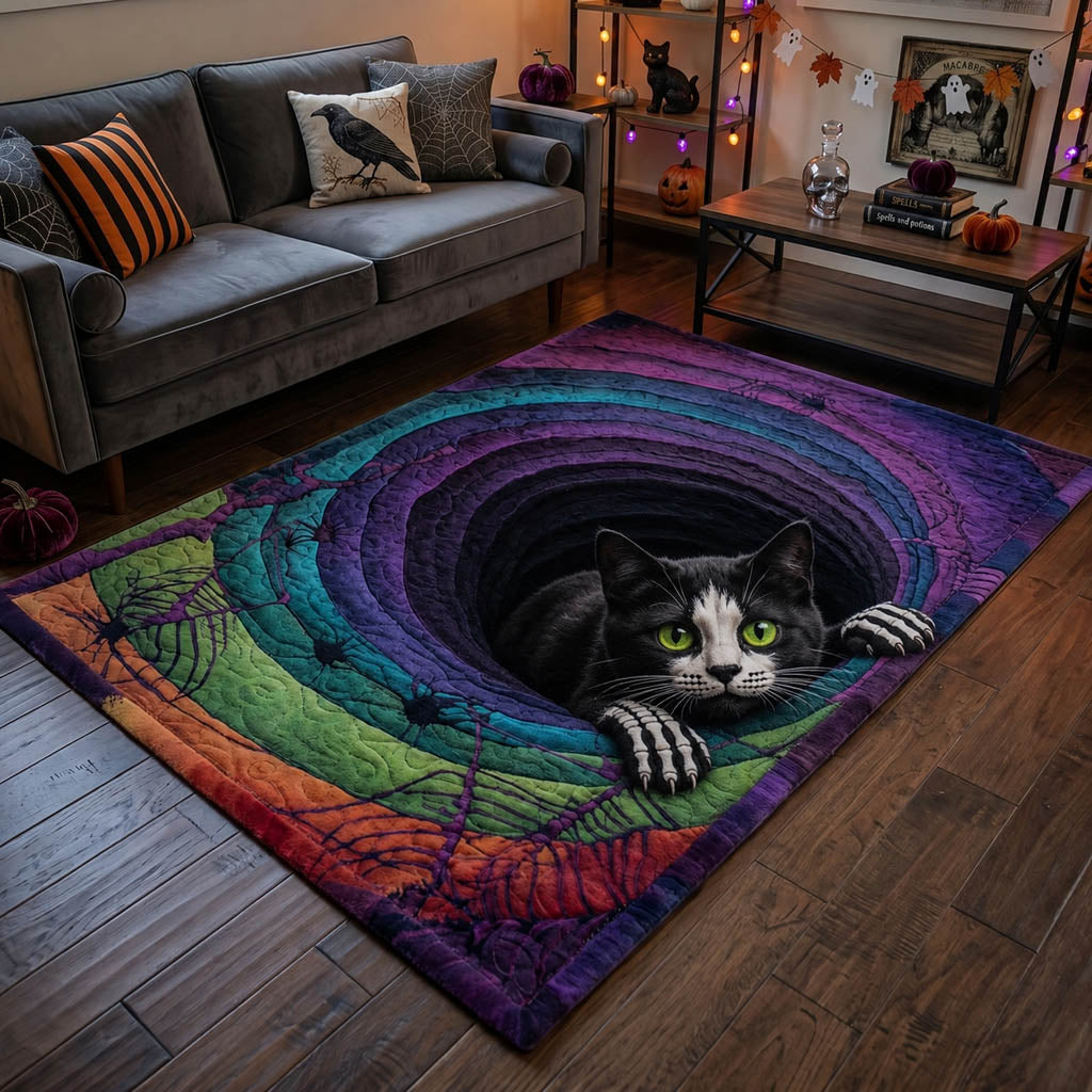Eerie Cat Illusion Area Rug Big Skeleton Decor Spooky Gifts For Her Eerie Cat Illusion Area Rug Big Skeleton Decor Spooky Gifts For Her