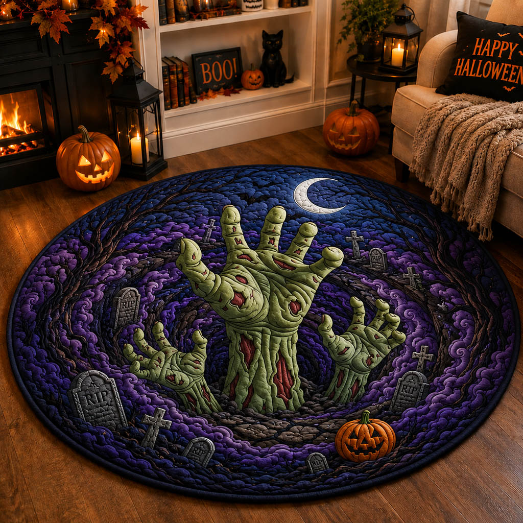 Eerie Dusk Ascent Quilted Round Mat Mat Circle Cute Halloween Presents