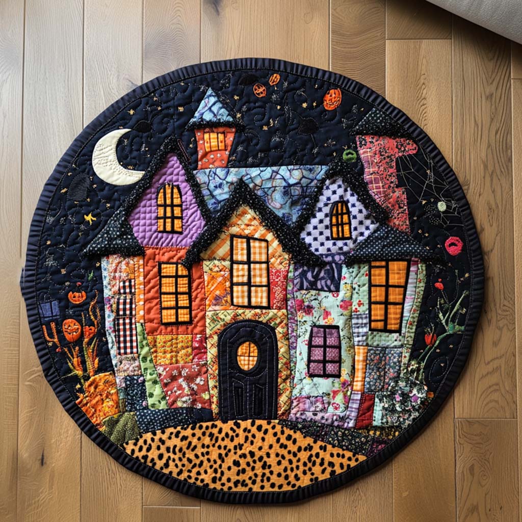 Eerie Night Quilted Round Mat Scary House Decor Best Housewarming Gifts