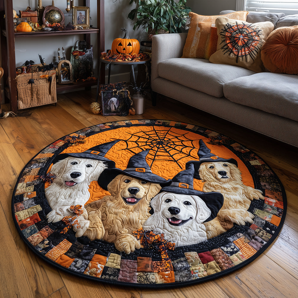 Eerie Retriever Quilted Round Mat Halloween Home Decor New Home Gift Idea