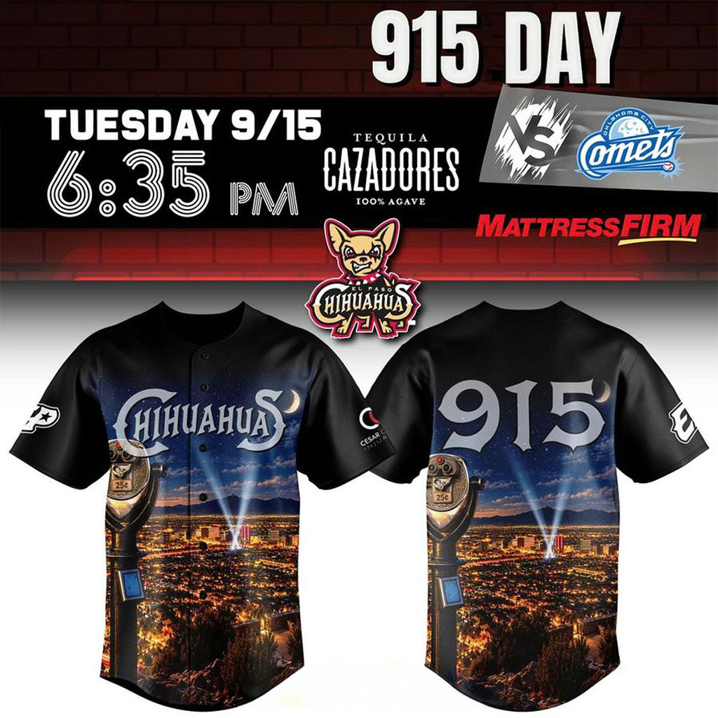 El Paso Chihuahuas 915 Day 2026 Game Night Baseball Jersey El Paso Chihuahuas Merch Gifts
