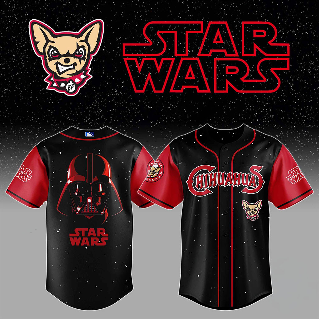 El Paso Chihuahuas Star Wars Darth Vader Dark Lord Crossover Baseball Jersey Chihuahuas Merch El Paso Chihuahuas Star Wars Darth Vader Dark Lord Crossover Baseball Jersey Chihuahuas Merch