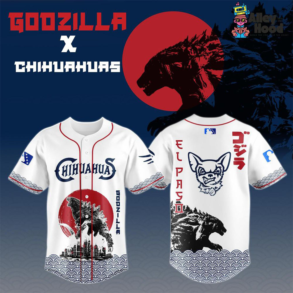 El Paso Chihuahuas x Godzilla King of the Monsters Baseball Jersey Chihuahuas Merch Fan Gifts