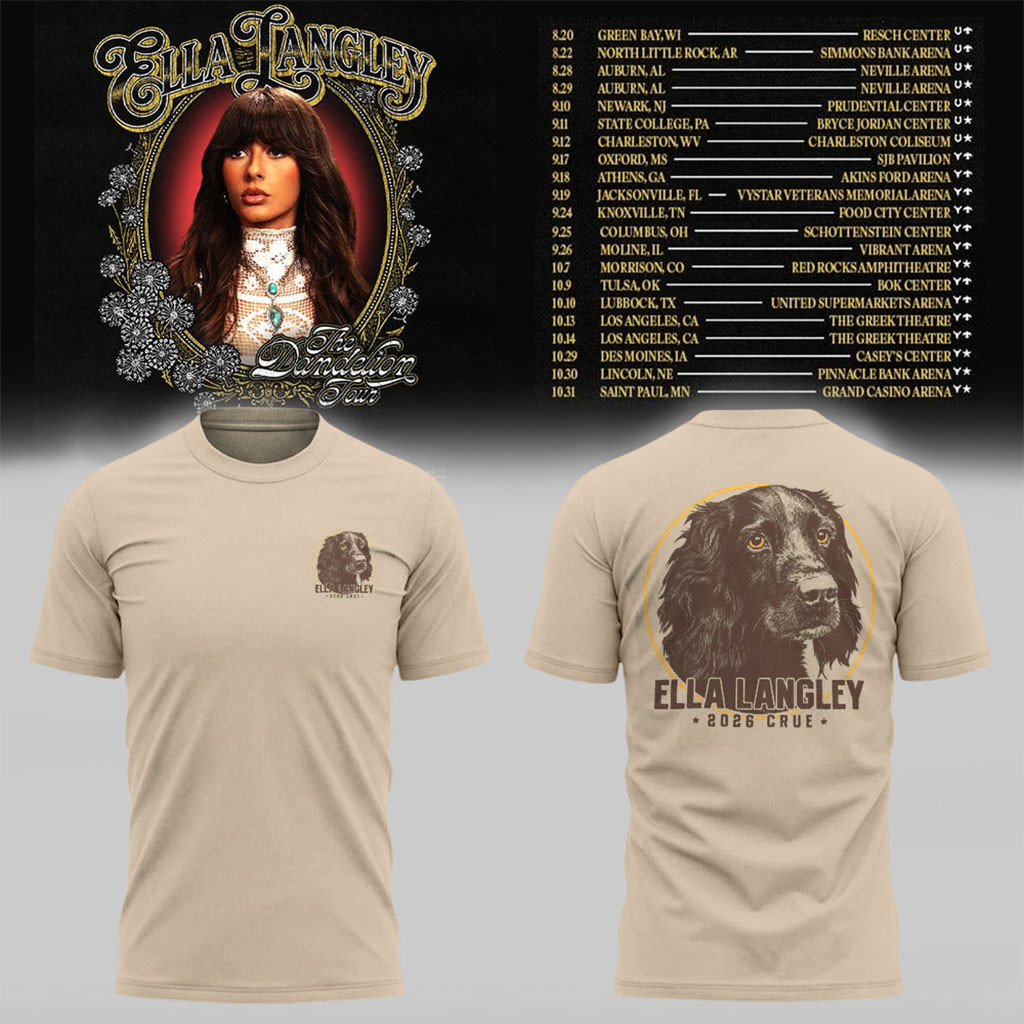 Ella Langley Dandelion 2026 Crue Dog Graphic T-Shirt Ella Langley Merch Gifts For Music Lovers Ella Langley Dandelion 2026 Crue Dog Graphic T-Shirt Ella Langley Merch Gifts For Music Lovers
