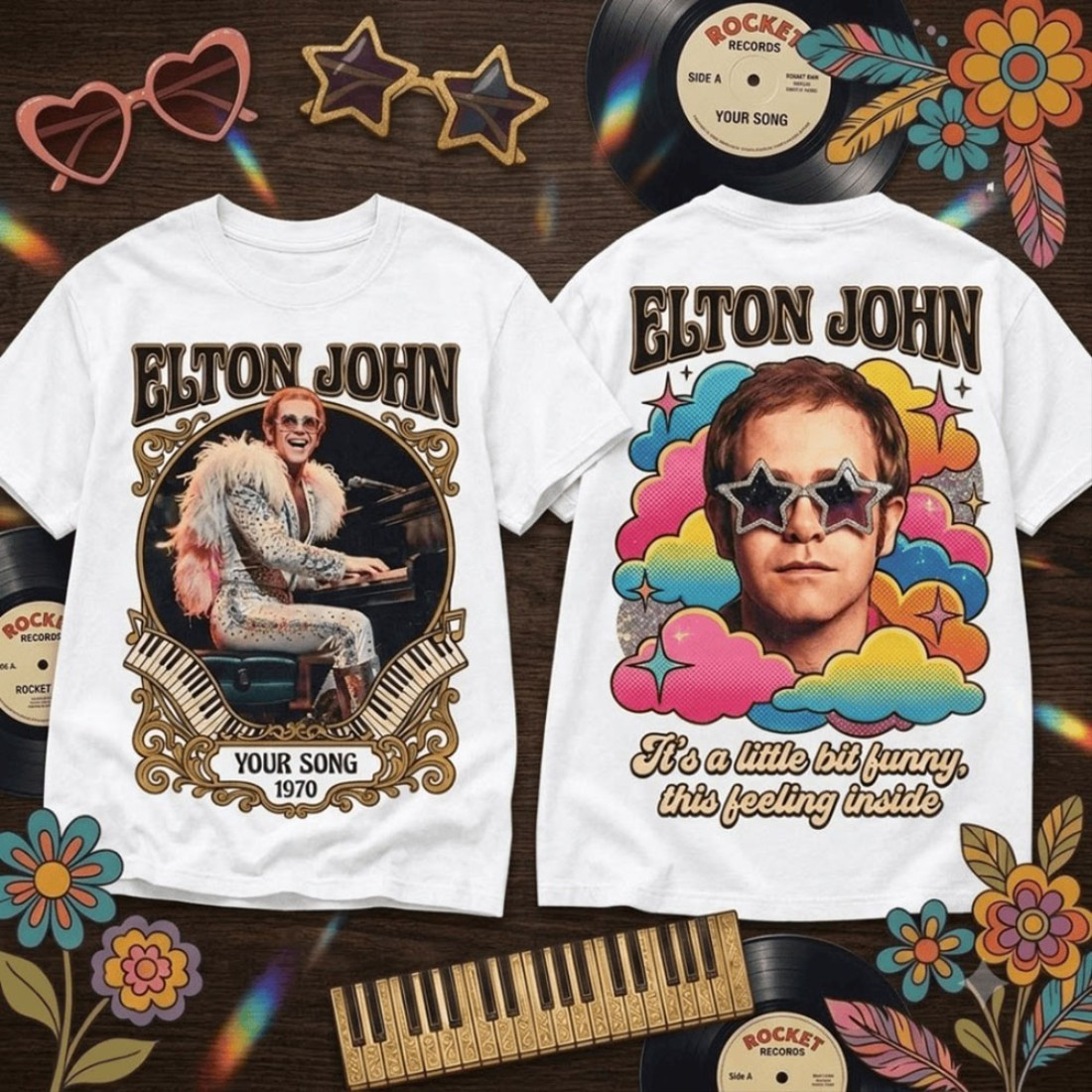 Elton John Your Song 1970 Vintage T-Shirt Elton John Merch Present Ideas For Music Lovers