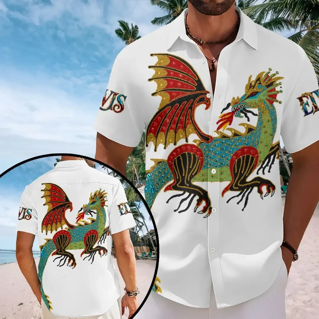 Elvis Presley Chinese Dragon Hawaiian Shirt Elvis Presley Merch Gift For Music Lovers