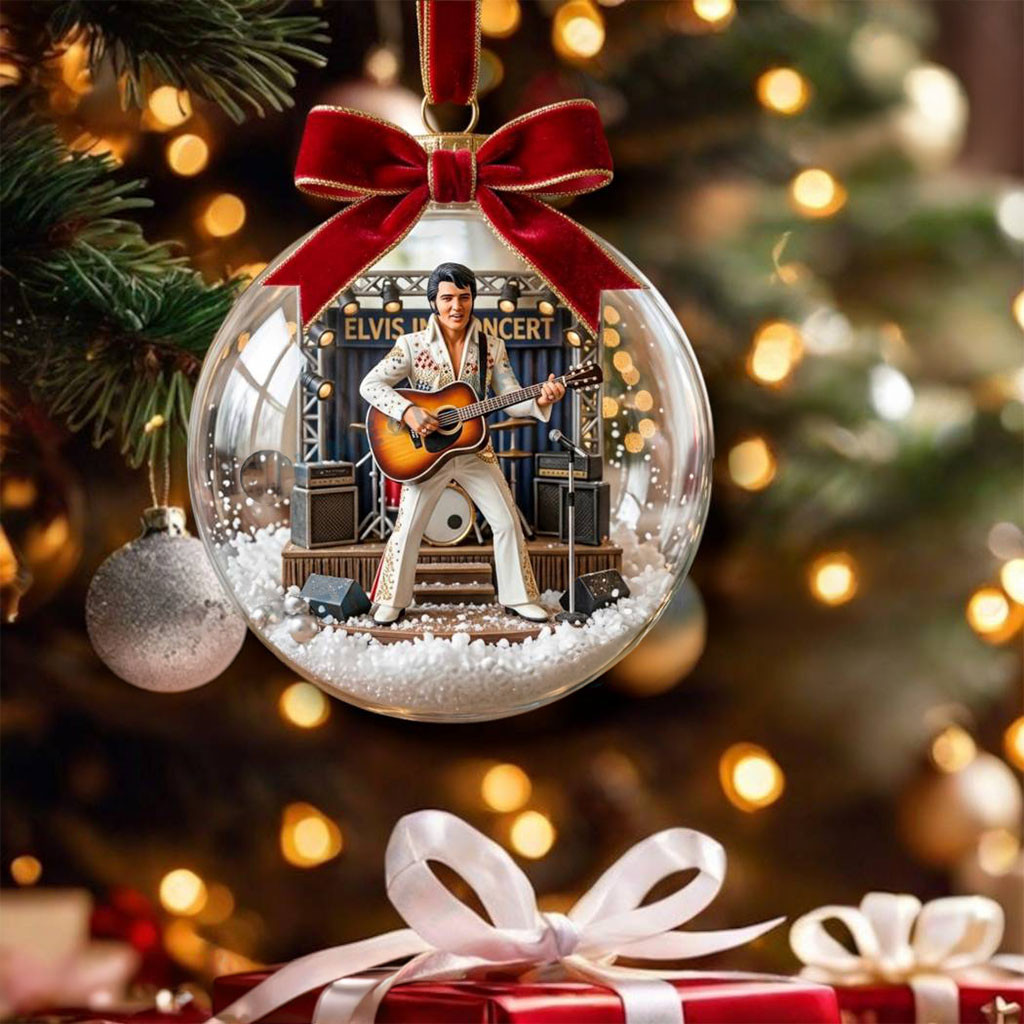 Elvis Presley Christmas Snow Scene Ball Ornament Xmas Ornaments Elvis Presley Merch Decor
