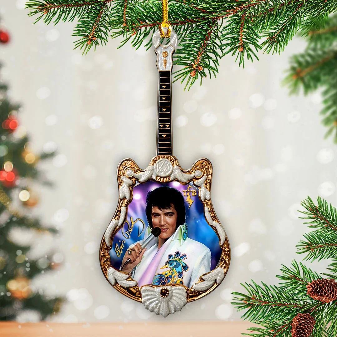 Elvis Presley Guitar Christmas Ornament King Of Rock And Roll Music Holiday Decor Gift For Fans Elvis Presley Guitar Christmas Ornament King Of Rock And Roll Music Holiday Decor Gift For Fans